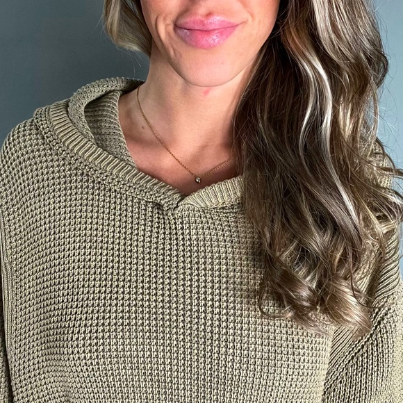 INC International Concepts Taupe Knit Hoodie - Picture 2 of 4